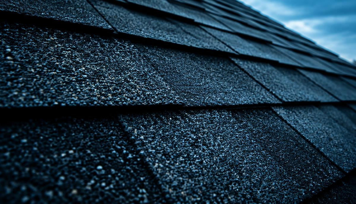 Close-up of rejuvenated asphalt roof shingles